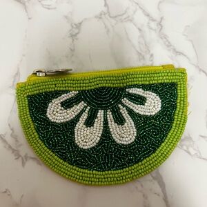 Citrus Splash Beaded Coin Pouch, Lime